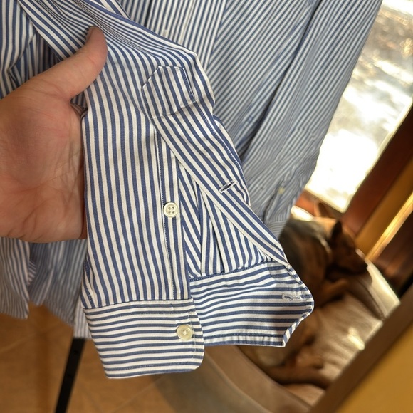 Ralph Lauren Yarmouth Striped Oxford Shirt Blue White 100% Cotton Sz 15 1/2-33 - Picture 7 of 8